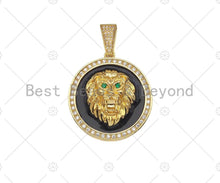 Load image into Gallery viewer, CZ Micro Pave Embossed Lion Head Pendant,Cubic Zirconia Gold/Silver Charm, Necklace Bracelet Charm Pendant, 35x39mm, sku#L551