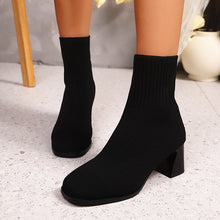 Load image into Gallery viewer, Women's Knitted Ankle Sock Boots – Stretch Slip-On Booties for Autumn | Black Beige Brown
