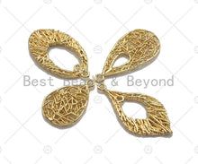 Load image into Gallery viewer, Filigree Gold Lacy Charm, heart/leaf/oval/Teardrop Shape Brushed Gold Twisted Wire Charm Pendants for Earrings necklace making, sku#CP06