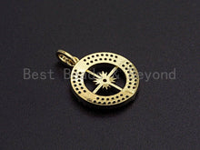 Load image into Gallery viewer, Clear CZ Micro Pave Hollow out Compass Pendant/Charm,Round C