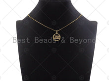 Load image into Gallery viewer, 18k Shiny Gold Love On Round Ring Charms, Gold Ring Charms,Gold Pendant, Round Necklace Charms, 18x20mm, Sku#LK147