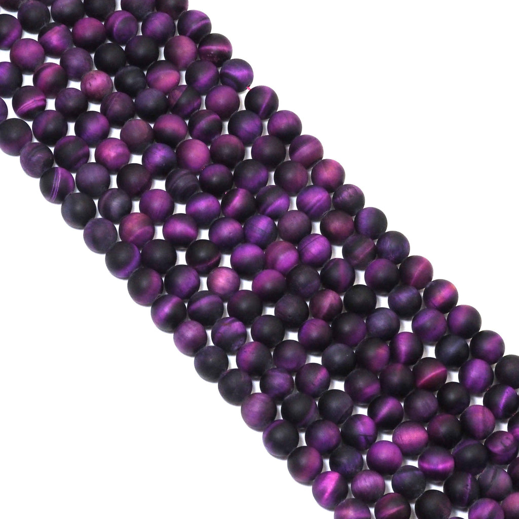 High Quality Purple Tiger Eye Matt Round Smooth Beads, 8mm/10mm/12mm, Sku#UA303