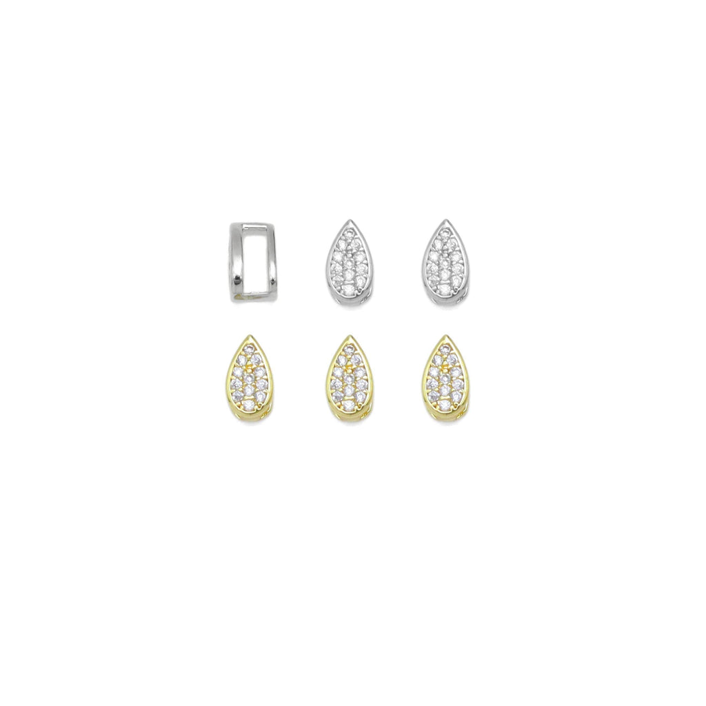 CZ Pave teardrop Shape Link connector, bail, charm holder, Sku#A247