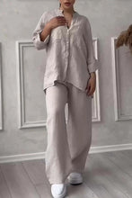 Load image into Gallery viewer, Wide-Leg Pants &amp; Lace-Up Top Two-Piece Set – Solid Color, 12 Colors S–5XL