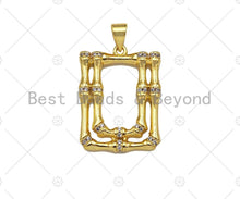 Load image into Gallery viewer, CZ Micro Pave Double Picture Frame Shape Pendant/Charm,18K Dainty Gold Charm, Necklace Bracelet Charm Pendant,18x24mm,Sku#LK240