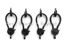 Load image into Gallery viewer, Black CZ Pave On Black Micro Pave Lobster Clasp with Jumping Ring Clasp, Fine Jewelry Clasp, Designer Clasp,  28x12mm,sku#H112