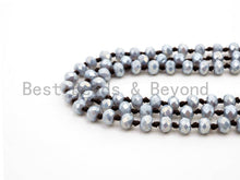 Load image into Gallery viewer, 60 Long Hand Knotted AB Gray Color Crystal Necklace, Long Necklace, Gray Color 2x4mm Rondelle Faceted Crystal Beads, SKU#D13