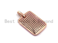 Load image into Gallery viewer, Fuchsia CZ Micro Pave Rectangle Pendant/Charm, Cubic Zirconia Pendant, Pave Dog Tag, 18x27mm, sku#X48