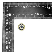 Load image into Gallery viewer, CZ Black Enamel Star On Round Stud Earrings, Sku#A396