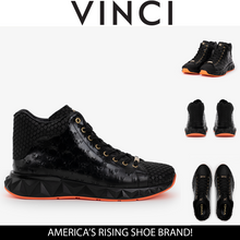 Load image into Gallery viewer, The Caesars Black Leather High-Top Men Sneaker
