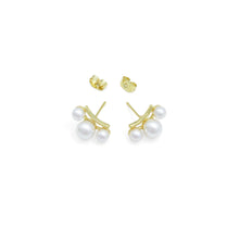 Load image into Gallery viewer, White Pearl Gold Bowknot Star Fish Stud Earring,Sku#LD747