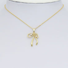Load image into Gallery viewer, Gold Clear CZ Bow Charm Pendant, Sku#A416