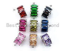 Load image into Gallery viewer, 6x10mm CZ Micro Pave Big Hole Tube Beads, Purple/Green/Black/Pink Cubic Zirconia Spacer Beads, European Large Hole Beads, sku#G271
