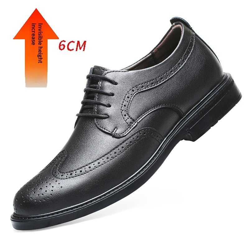 Men's Invisible Height Increasing Leather Shoes | Business Formal Elevator Shoes 6cm 8cm Lift