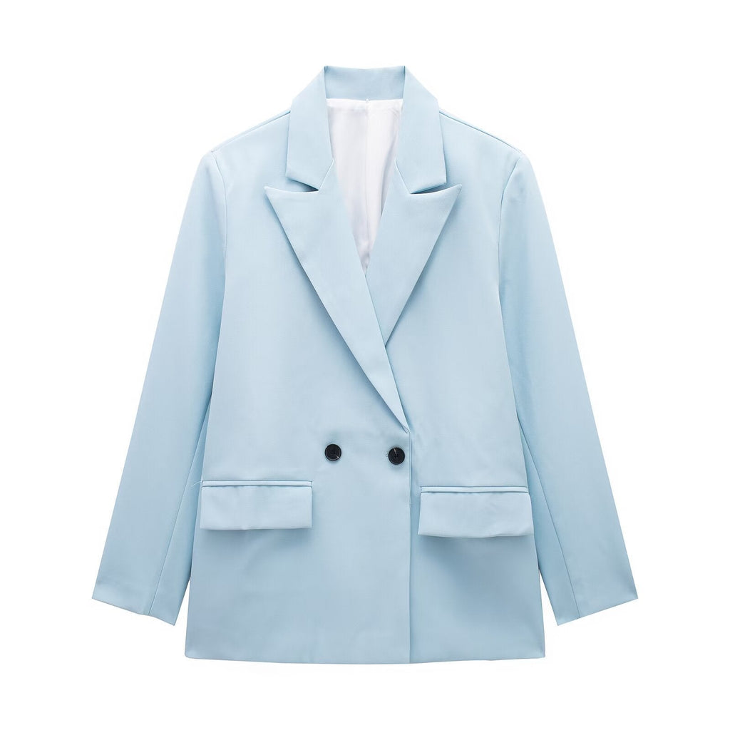Summer Casual Relaxed-fit Double-breasted Blazer
