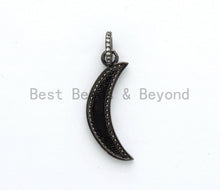 Load image into Gallery viewer, NEW Enamel Red Crescent moon Pendant,CZ Micro Pave Oil Drop Moon pendant,Enamel Charm,Enamel Jewelry,7x32mm,sku#F586