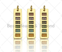 Load image into Gallery viewer, Colorful CZ Micro Pave Long Bar Rectangle Shape Pendant, Cubic Zirconia Rectangle Pendant, Gold Tone pendant, 7x25mm, sku#LK178