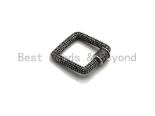 Load image into Gallery viewer, Fully Clear Cz Micro pave Square Shape Clasp, CZ Pave Square Clasp, Antique Silver Carabiner Clasp, 23mm, sku#H181