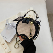 Load image into Gallery viewer, Small Round Embroidered Crossbody Bag for Women – Diamond Pattern PU Leather