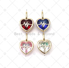 Load image into Gallery viewer, Colorful Glass Quartz Heart Shape with Gold Electric Wave Pendant, 18K Gold Filled Heart Charm, Necklace Bracelet Charm Pendant,Sku#CP38