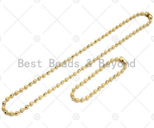 Load image into Gallery viewer, Mixed Matte and Shinny Gold 4mm ball Beads Necklace Bracelet with Lock, Gold Ball beads Necklace, Ball beads Bracelet Necklace set, sku#LD70