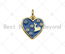 Load image into Gallery viewer, Gold Filled White/Black/Blue Enamel Heart Shape Pendant,CZ Micro Pave 18K Gold Filled Enamel Charm,Enamel Jewelry,13x12mm,Sku#LK345