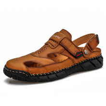 Load image into Gallery viewer, Men's Large Size Velcro Sandals – Split Cowhide Leather Upper, Rubber Sole, Sizes 38–48