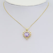 Load image into Gallery viewer, Pink Purple Clear CZ Heart Pendant, Sku#LK929