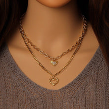 Load image into Gallery viewer, Ovla Cuban Link Chain necklace with heart pendants Layering
