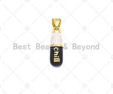 Load image into Gallery viewer, Colorful Enamel Pill Shape Pendant Charm, Gold/Silver Chill Word Pink Turquoise Black Cobalt Red Enamel Jewelry,6x17mm,Sku#LK280