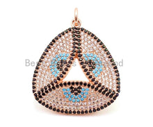 Load image into Gallery viewer, CZ Micro Pave Trillion Shape Evil Eye Pendant, Cubic Zirconia Pendant, 25x32mm, sku#F24