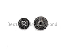 Load image into Gallery viewer, Black CZ Pave On Black Micro Pave Roundel Spacer Beads with Black Crystal for Bracelet, Spacer Beads,8x12/6x10mm, sku#G415