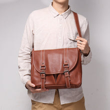 Load image into Gallery viewer, Men's Full-Grain Leather Shoulder Bag – Large Capacity Crossbody Bag for Men