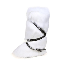 Load image into Gallery viewer, Women's Fur-Lined Mid-Calf Snow Boots | Cross-Strap Buckle | Slip-On Winter Boots
