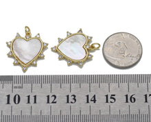 Load image into Gallery viewer, CZ Pave Mother of Pearl Spike Heart Charm, Sku#L713