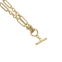 Load image into Gallery viewer, Gold Long Mixed Paperclip Chain OT Bar Adjustable Necklace,s