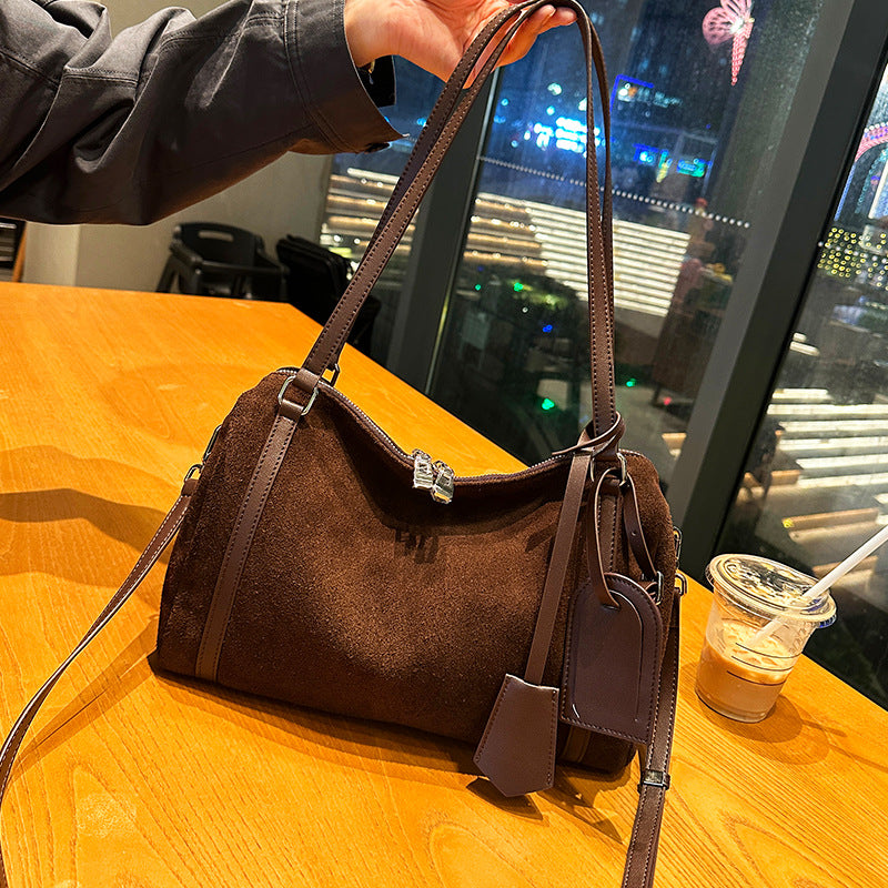 Matte Genuine Leather Retro Crossbody Bag | European & American Style | Women's Shoulder Bag