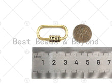 Load image into Gallery viewer, 18K Gold Love Word On Oval Shape Screw Clasp, Oval Connector, Gold Carabiner Clasp, 17x29mm, Sku#K173