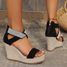 Load image into Gallery viewer, Women's Rhinestone Wedge Sandals | Fish Mouth Platform High Heel Summer Shoes
