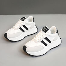 Load image into Gallery viewer, Women's Thick Soled PU Leather Color-Block Height Increasing Lace-Up Sneakers