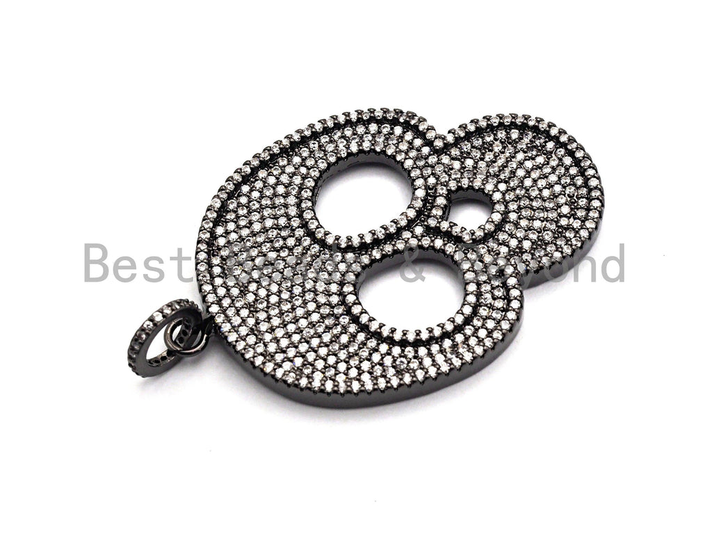 CZ Clear/Black Micro Pave Skull Pendant, CZ Pave Pendant, Go