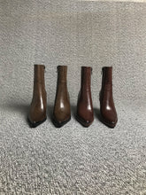Load image into Gallery viewer, Women's British Style Chunky Heel Pointed Toe Boots | Cowhide Leather Lace-Up Ankle Boots