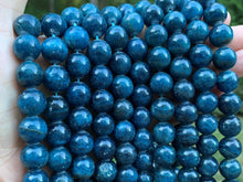 Load image into Gallery viewer, High Quality Natural Apatite, 10mm/12mm Round Smooth Natural Apatite Beads, Blue Gemstone Beads 15.5 full strand, Sku#R303
