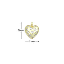 Load image into Gallery viewer, Clear CZ Gold Silver Heart on Heart Charm Pendant,Sku#LD714