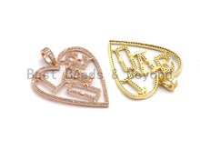Load image into Gallery viewer, Large CZ Micro Pave Heart LOVE Pendant,Cubic Zirconia Pendant/Charm,Pave Findings, Gold/Black/Silver/Rose Gold,34*37mm, sku#F629C