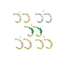 Load image into Gallery viewer, Gold Silver Crystal Diamond cut Ball Hoop Earrings, Sku#LX474c
