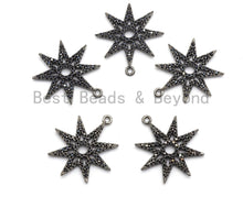 Load image into Gallery viewer, Black CZ Pave On Black Micro Pave Star Pendant/Charm,Cubic Zirconia Paved Charm, Necklace Bracelet Charm Pendant,19x21mm,1pc, sku#B99