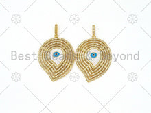 Load image into Gallery viewer, CZ Micro Pave Enamel Evil Eye On Teardrop Shape Pendant,18K Gold Filled CZ Enamel Charm,Necklace Bracelet Charm Pendant, 32x42mm,Sku#L611