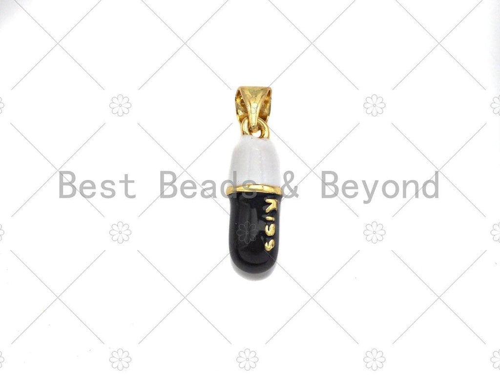 Enamel Colorful Pill Shape Pendant Charm,Kiss Word Pink Turquoise Black Cobalt RedEnamel Jewelry,6x17mm,Sku#LK282