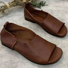 Load image into Gallery viewer, Women's Retro Handmade Soft Leather Open-Toe Sandals | Slip-On Fish-Mouth Shoes with Soft Sole